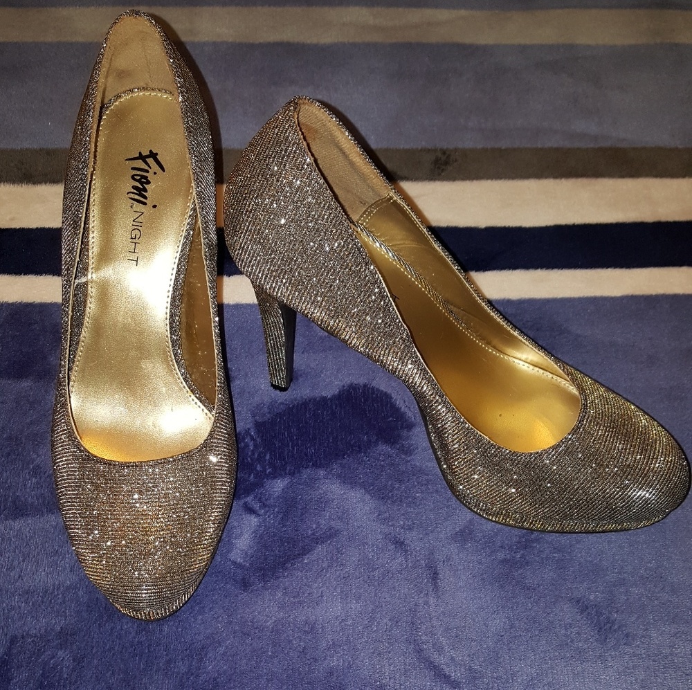 Fioni Night Gold & Silver Glitter Sparkly Heels